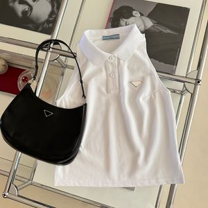 Ny kvinnodesigner Sexig Vest Top Fashion Polo ärmlös t-shirt Klassisk svart vit topp bomullsbrev halter tank topp sml