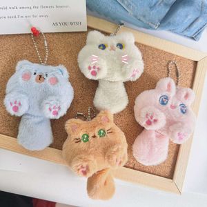 3pcs sevimli kedi peluş bebek anahtarlık kabarık yumuşak doldurulmuş oyuncak sırt çantası çanta kolye anahtarlık hediyesi çocuklar için kız arkadaşı