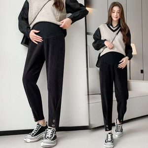 2024 Spring Maternity Straight Pants 9/10 Length Elastic Waist Belly Legging Clothing for Pregnant Women Youth Pregnancy Wear L2405