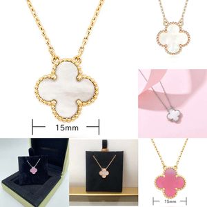Golden Clover Necklace Kvinnor Single Flower Rose Gold Agate Chain Pendant CLAVICLE S