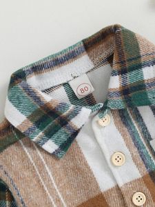 ジャケットベイビーボーイの格子縞のシャツジャケット - 春に便利なポケット付きのスタイリッシュで居心地の良い軽量のアウトウェア