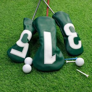 Golf Club Head Cover PU Leder wasserdichte Anti-Kratzer-Golf-Kopfcover mit weißer Nummer Golf Kopfcover Set Golf Accessoires 240511