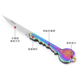 キーアウトドア折りたたみミニ自衛マルチファンクションフルーツステンレススチールナイフ、ギフトナイフAB69C0