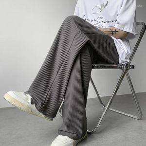 Men's Pants Summer Ice Silk Men Fashion Casual Pleated Japanese Streetwear Loose Wide Leg Mens Baggy Trousers M-3XL