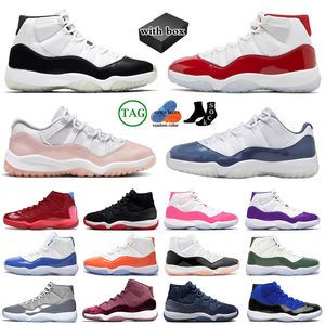 Designer masculino 11 tênis de basquete 11s Sports Sports criados a veludo cereja Cool Cinza rosa Jubileu Gamma Blue High criado tênis feminino tênis com caixa