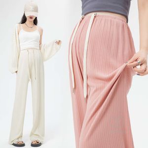Summer Thin Smooth Drooping Pants Maternity Wide Leg loose Straight Belly Trousers for Pregnant Women 24Ss Y2k Youth Pregnancy L2405