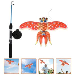 Accessori per aquiloni 1 set di kite per bambini facili da far volare aquiloni da cartone animato per esterni aquiloni per bambini con canne da pesca usate per la spiaggia parchi da giardino per giocattoli all'aperto WX5.21