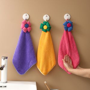 Coral Velvet Soft Hand Towels with Hanging Loops Microfiber Towel Kitchen Absorbent Dishcloths Wipe Bathroom Accessories 40x23cm