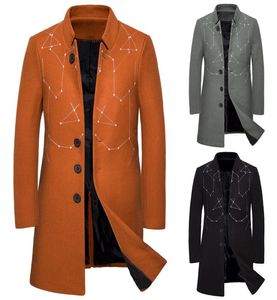 Whole Mens Designer Ubrania Long Row Coats 2019 Zima moda pojedyncza piersi haft haftowe płaszcze Windbreaker Płaszcze Mężczyźni Ove7127704