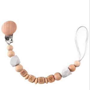 Pacifier Holders Clips# Baby pacifier clip with beech wood beads personalized name Newborn pacifier chain without bisphenol A Childrens pacifier bracket d240521