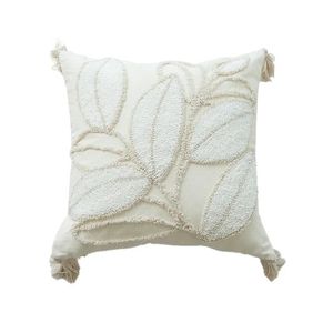 Cuscini trapuntati bianchi beige coperture per foglie decorative ricamate ricamate di divano copertura cuscino wabisabi per divano 240521