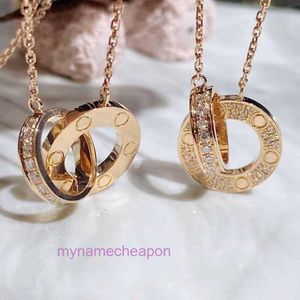 Designer Craitrres Nacklace Simple Set Pendant Classic 18K Rose Gold Pancake Double Necklace Light Luxury Love Womens Pendant Full Diamond Collar Chain Plated Plated