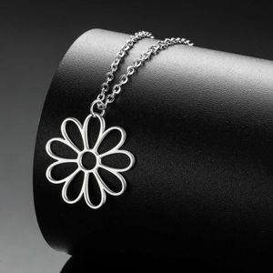 Söt tusensköna halsband rostfritt stål minimalistiska geometriska blommor charms halskedja kvinnor smycken mors dag gåvor