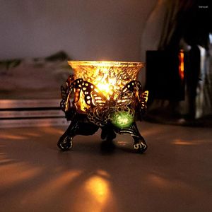 Candle Holders Retro Cup-Shaped Glass Holder Vintage Hollow Candlestick For Home Wedding Decoration Table Ornament Candelabros