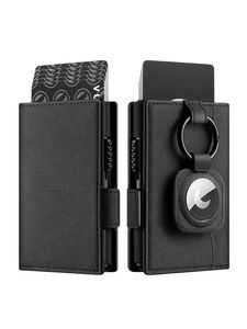 Korthållare plånbok med airtag pop -up läder RFID som blockerar magnetisk stängning för män 240521