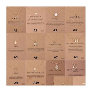 Pendant Necklaces 12 Styles New Arrival Dogeared Necklace With Gift Card Elephant Pearl Love Wings Cross Key Zodiac Sign For Women Fas Dhmvf