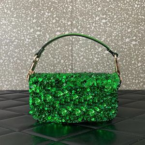10a espelho de qualidade designer saco de ombro saco de lantejoulas mini -lha de rap 19 cm bolsa feminina bolsa de cordeiro saco de ombro verde da bolsa de luxo de casca
