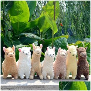 Animais de pelúcia de pelúcia Adorável 23 cm de alpaca branca llama p brinquedo boneca boneca boneca de animais japoneses ovelha alpacasso para crianças Aniversário de aniversário Christm dhitc