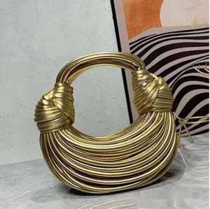 Designer Tote Noodle Bag äkta läderhandväska Ladys handväskor Handvävda väskor Knutade Draped Hobo Silver Evening Gold