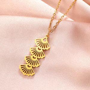 Ginkgo Biloba Leaves Stainless Steel Necklace Women Gold Color Pendant Neck Chain Wedding Jewelry Valentine S Day Gifts