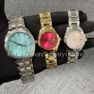 Fashion Circular Dial rostfritt stål Rem Women's Quartz Watch med Saturn Mönster Logo