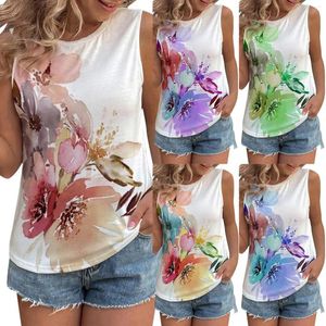 Polos femminile Posizionamento femminile Maglietta Flower Paint Sleeveless Sleeveless Casual Top Cless Blouse Compression Womens