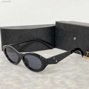 Designer solglasögon ellipses kattögon för kvinnor små ram trend män glas strand skuggning uv skydd med låda trevligt
