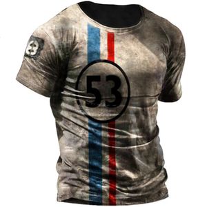 Koszule za vintage t dla mężczyzn 3D Drukuj amerykańskie topy z krótkim rękawem 11 -hopowe bawełniane bawełniane bawełniane ubrania Camiseta 6xl 240514