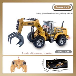 Modelo Diecast Cars Childrens controlou o veículo de engenharia de escavadores de seis canais, brinquedo de engenharia de engenharia Y240520Z8RK