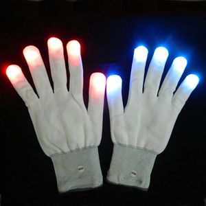 6 trybów Nowatorskie Rękawiczki LED Lights Flashing White Glow Halloween Costume Party Light Up Toys Supplies 240521