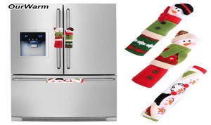 OurWar 3PCSSet Snowman Kitchen Appliance Handle Covers Christmas Decor Kitchen Tools Microwave Door Refrigerator Handle Sets4574803
