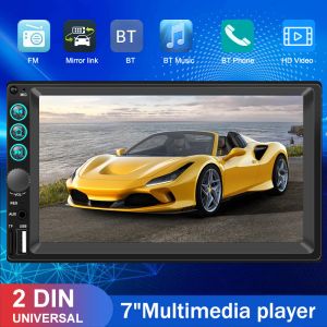 Car Mp5 Player 12V-24V Optional Bt Fm Usb Tf Aux 2din 7 Inch Multimedia Hd Touch Screen with Reversing Video Radio