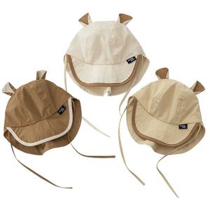 Caps Hats Spring and Summer Baby Hat Quick Drying Neck Protection Childrens Sun Cartoon Bear Ear Girl Boy Bucket Korean Accessories d240521