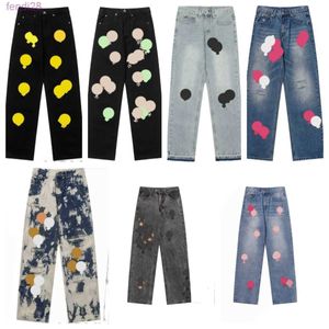 Designer Jeans Mens Pant 24 New Mens Designer Make Old Washed Straight Trousers Letter Prints Long Style Hearts Jeans 7ZDX