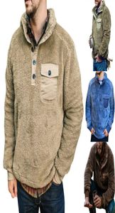 Мужчина толстовок флисовой пуловой мех мужчины с длинным рукавом джампер сплошной зимний теплый мужской толстовка Y08044263644