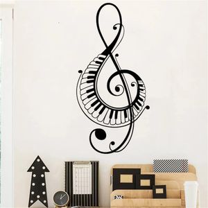 Musik Wandtattobler Klavierschlüsselsymbol Schild Aufkleber Vinyl wasserdichte Raum Home Dekoration 240514