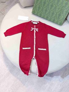 Top kids jumpsuits Single Breasted new born baby clothes Size 59-90 Cute Butterfly Neck Festival knitting infant bodysuit Dec05