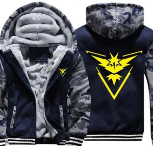 Men039s Hoodies Sweatshirts Us Size Hoodie Game Team Valor Mystic Instinct Sweatshirt Camouflage Sleeve Hooded Navy Blue Coat8785951