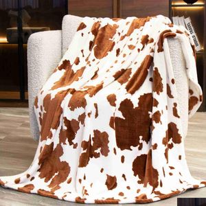 Blanket Blankets Cow Print Fluffy Soft Cozy Warm P Flannel Fleece Throw Bed Sheet Bedspread Sofa For Home Travel R230824 Drop Delive Dhpyx