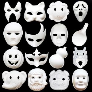 Máscaras de festa White Face não pintado Papinho liso/em branco PP Máscara Diy Dan Dancing Chralloween Masquerade com corda 0521