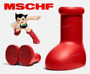 Big Red Boot Designer Astro Boy Rain Boots para masculino e feminino Cabeças redondas de fundo grosso não deslizamento TPU Plataforma de casca de borracha B6550959
