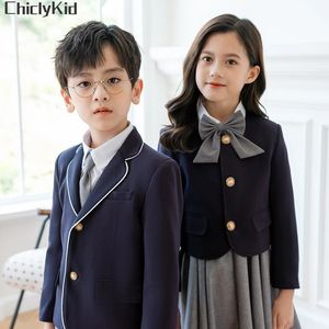 Kids Japanese Navy Jacket Suit Dress School Uniforms Girls British Boys Blazer Formal Outfits Chidren Student Clothes Class Sets 240518