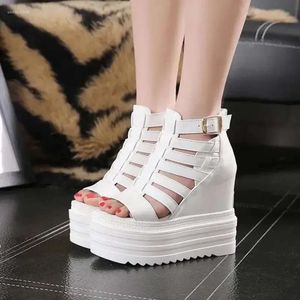 Sandals High-heeled European s Wedges with Muffin Thick-bottom Fish Mouth Shoes Internal Increase Women's Cool Boots Sandal Wedge Fih Shoe Increa 9e9 e Women' Boot
