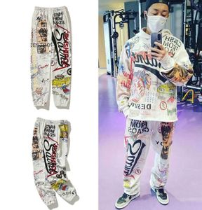 Designer Pants High Street Michael Cartoon Graffiti Freehand Loose Casual Couple1544380