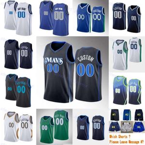 Özel 2023-24 Basılı Basketbol Kyrie Irving Jersey 11 Luka Doncic 77 Dwight Powell 7 Josh Green 8 Richaun Holmes 20 Dereck Lively II 2 Kazanılan lacivert Beyaz Şort