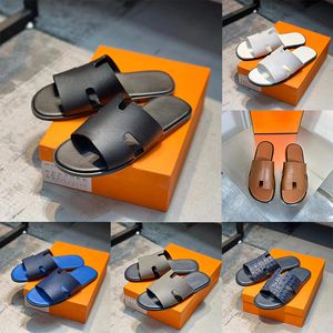 Men Slippers Designer Leather Sandals Flip Flop Heritage Calfskin Sandals Summer Lazy Large Beach Casual Slides