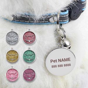 Gravura personalizada Pet Cat Tags Tags de identificação de cachorro personalizados Acessórios de colarinho de colar da placa de colar de colar Charm Supplies 2.5cm