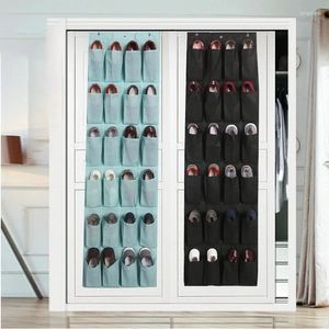 Förvaringspåsar 24 Pocket sko utrymme dörr hängande arrangör rack garderob hållare väggmonterade diverse rumskor tofflor