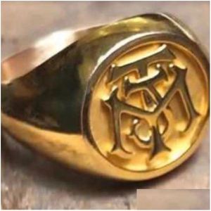 Eheringe Großhandel 925 Solid Sier Gravurer Name Ring 15mm Runde Signet Custom Family Badge für Frauen Männer 231218 Drop Lieferung JE DH6DV