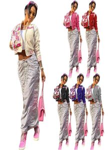 Designer Spring Baseball Jacket Kort stil Kvinnor Ytterkläder Coat Lång ärm tryckt Streetwear Tops5712131